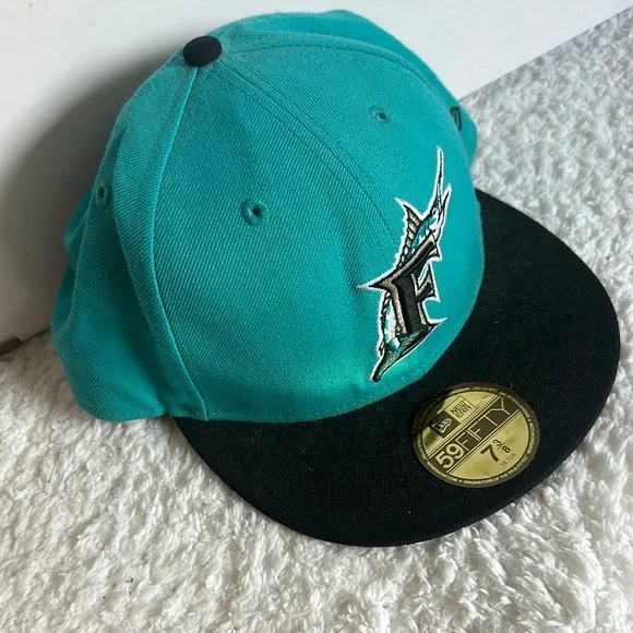 New Era Florida Marlins Teal Fitted Cap - Picture 1 of 5